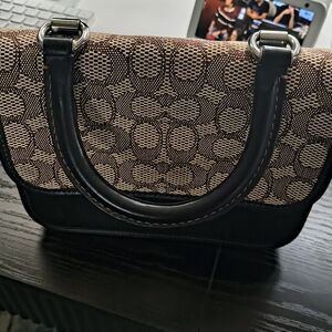Coach Black and Brown Signature Rouge Top Handle Bag